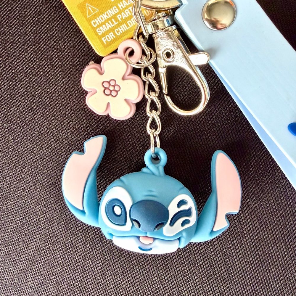 New! Disney Stitch and Angel Keychain/Charm Clip Set - Blue and Pink - Picture 2 of 6